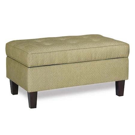 Transitional Storage Ottoman with Button-Tufted Seat